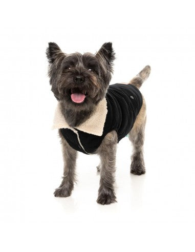 Casaco com forro sherpa para cães FuzzYard Frontier preto