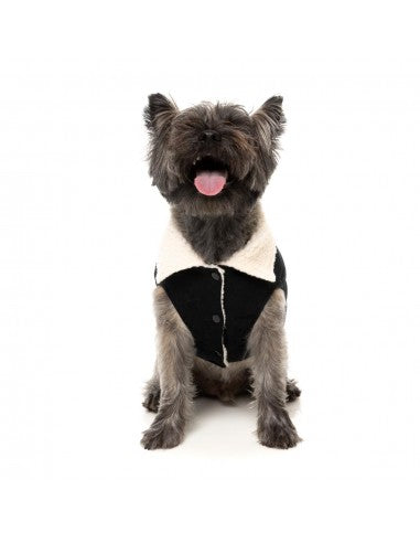 Casaco com forro sherpa para cães FuzzYard Frontier preto