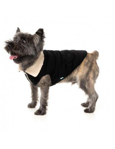 Casaco com forro sherpa para cães FuzzYard Frontier preto