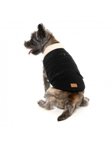 Casaco com forro sherpa para cães FuzzYard Frontier preto