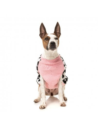 Casaco sherpa para cão FuzzYard Ollie aos quadrados rosa