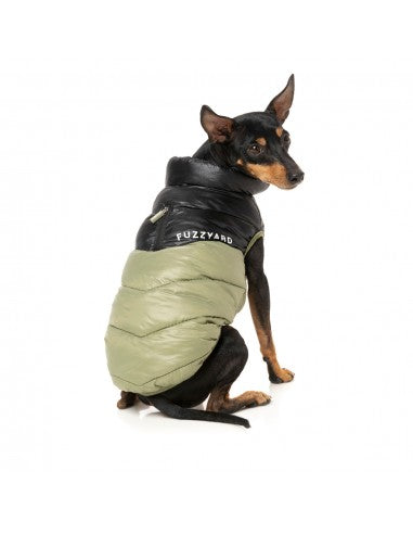 Casaco acolchoado para cães FuzzYard South Harlem verde-oliva