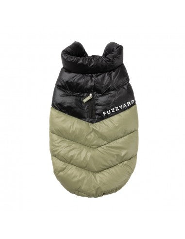 Casaco acolchoado para cães FuzzYard South Harlem verde-oliva