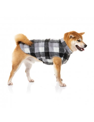 Casaco polar para cães FuzzYard The Lumberjack aos quadrados preto e branco