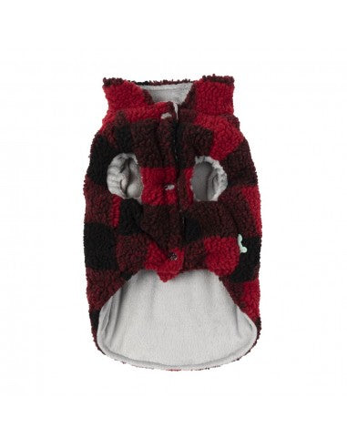 Casaco polar para cães FuzzYard The Lumberjack aos quadrados vermelho e preto