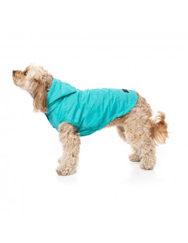 Impermeável com capuz para cães FuzzYard Evo verde-azulado