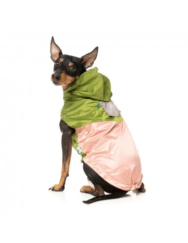 Impermeável reversível para cães FuzzYard Ormond verde-azeitona e rosa