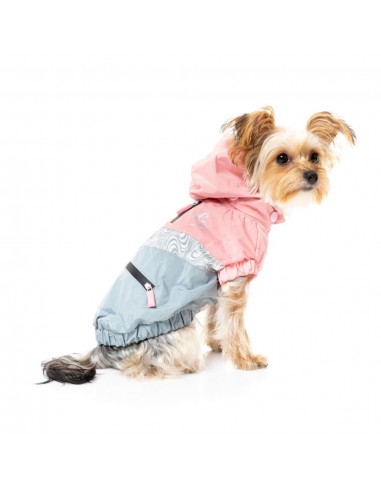 Impermeável para cães FuzzYard The Seattle rosa e cinzento tamanho 1
