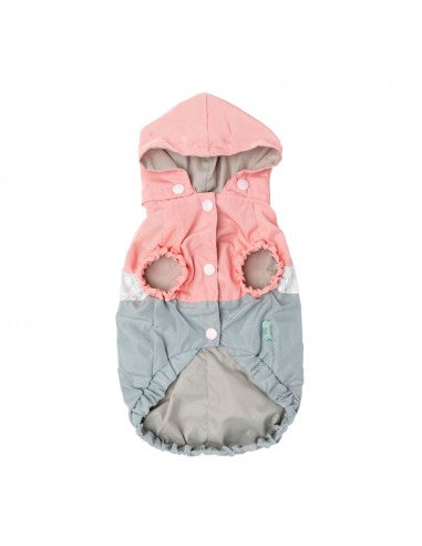 Impermeável para cães FuzzYard The Seattle rosa e cinzento tamanho 1