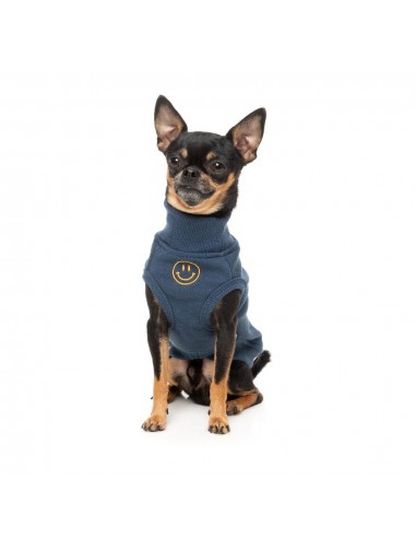 Camisola bordada para cão FuzzYard Smiley azul-marinho