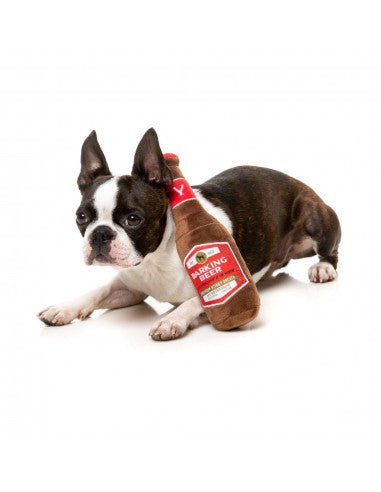 Peluche para cães FuzzYard Barking Beer em forma de garrafa de cerveja