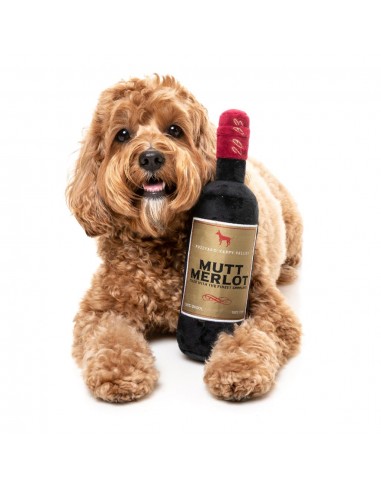 Peluche para cães FuzzYard garrafa de vinho Mutt Merlot com apito