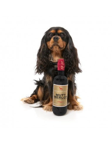 Peluche para cães FuzzYard garrafa de vinho Mutt Merlot com apito