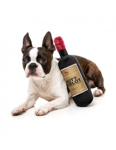 Peluche para cães FuzzYard garrafa de vinho Mutt Merlot com apito