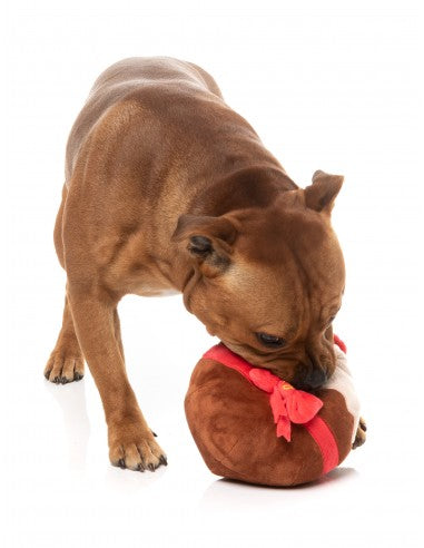Peluche de Natal para cães FuzzYard Merry Puddin em forma de pudim de Natal