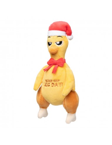 Peluche de Natal para cães FuzzYard Never Skip Leg Day Chook em forma de frango assado