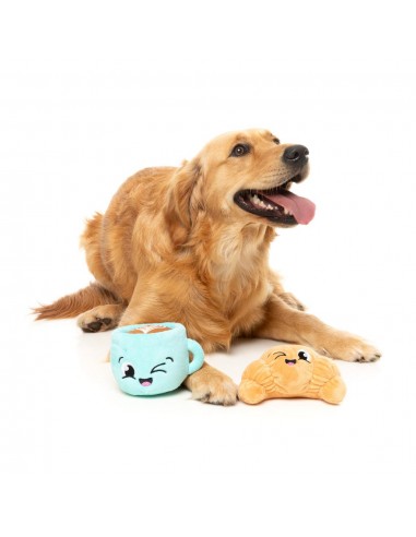 Peluches para cães FuzzYard croissant e cappuccino, pack de 2