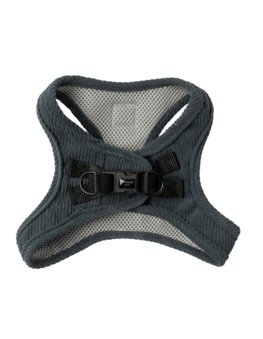 Peitoral step-in para cães em bombazina FuzzYard Life, Slate Grey (tamanho XS)