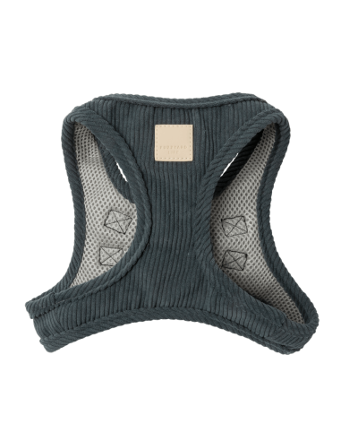 Peitoral step-in para cães em bombazina FuzzYard Life, Slate Grey (tamanho XXS)
