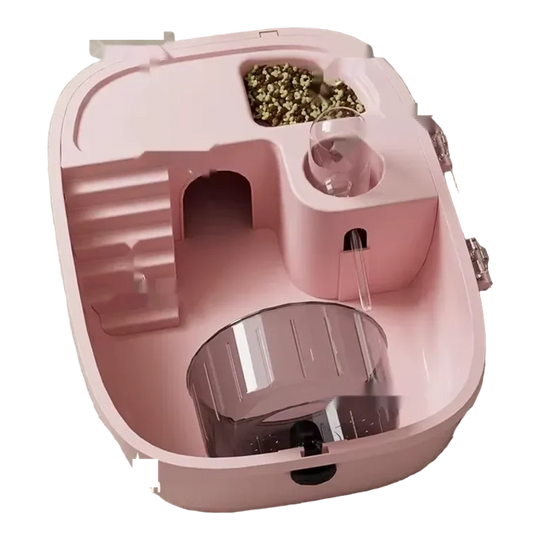 Gaiola compacta para hamster rosa com esconderijo, comedouro, bebedouro, escada e roda