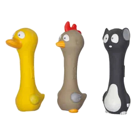 Halteres de látex em forma de animais para cães, 19 cm