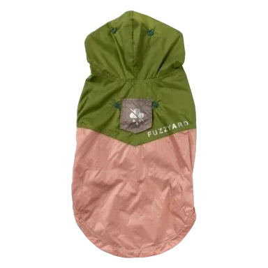 Impermeável reversível para cães FuzzYard Ormond verde-azeitona e rosa