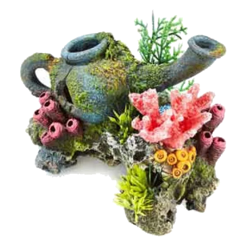 Jarro com rochas e plantas decoração para aquário