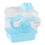 Gaiola para hamster azul de 2 níveis com roda, escada e bebedouro, vista lateral