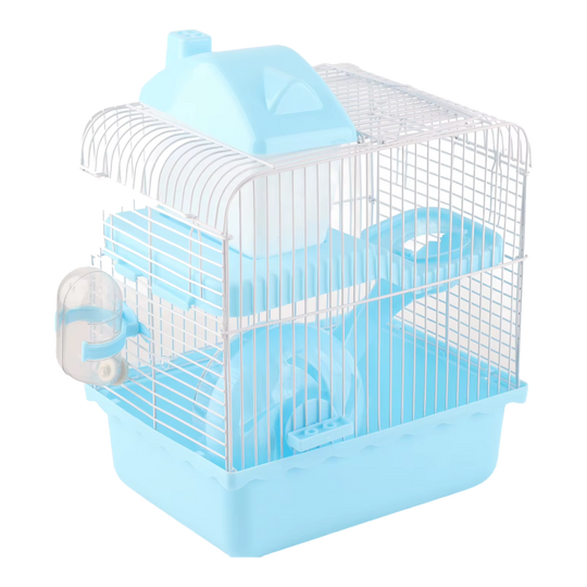 Gaiola para hamster azul de 2 níveis com base alta amovível