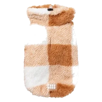 Camisola para cães FuzzYard Checkered Teddy caramelo