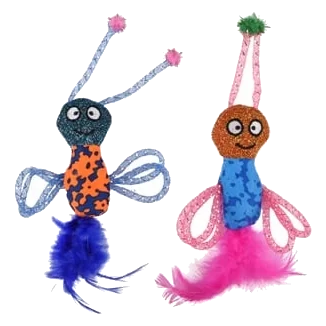 Brinquedo abelha com pena para gatos