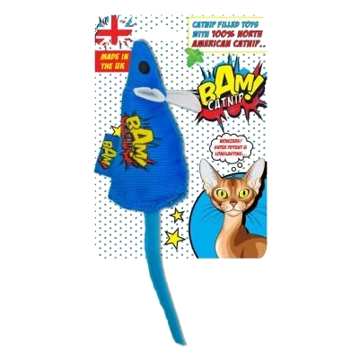 Brinquedo com catnip para gatos BAM! Rato azul de 18 cm