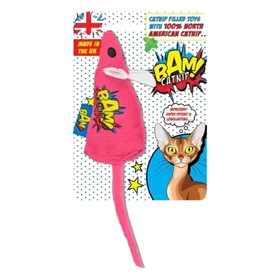Brinquedo com catnip para gatos BAM! Rato cor-de-rosa de 18 cm