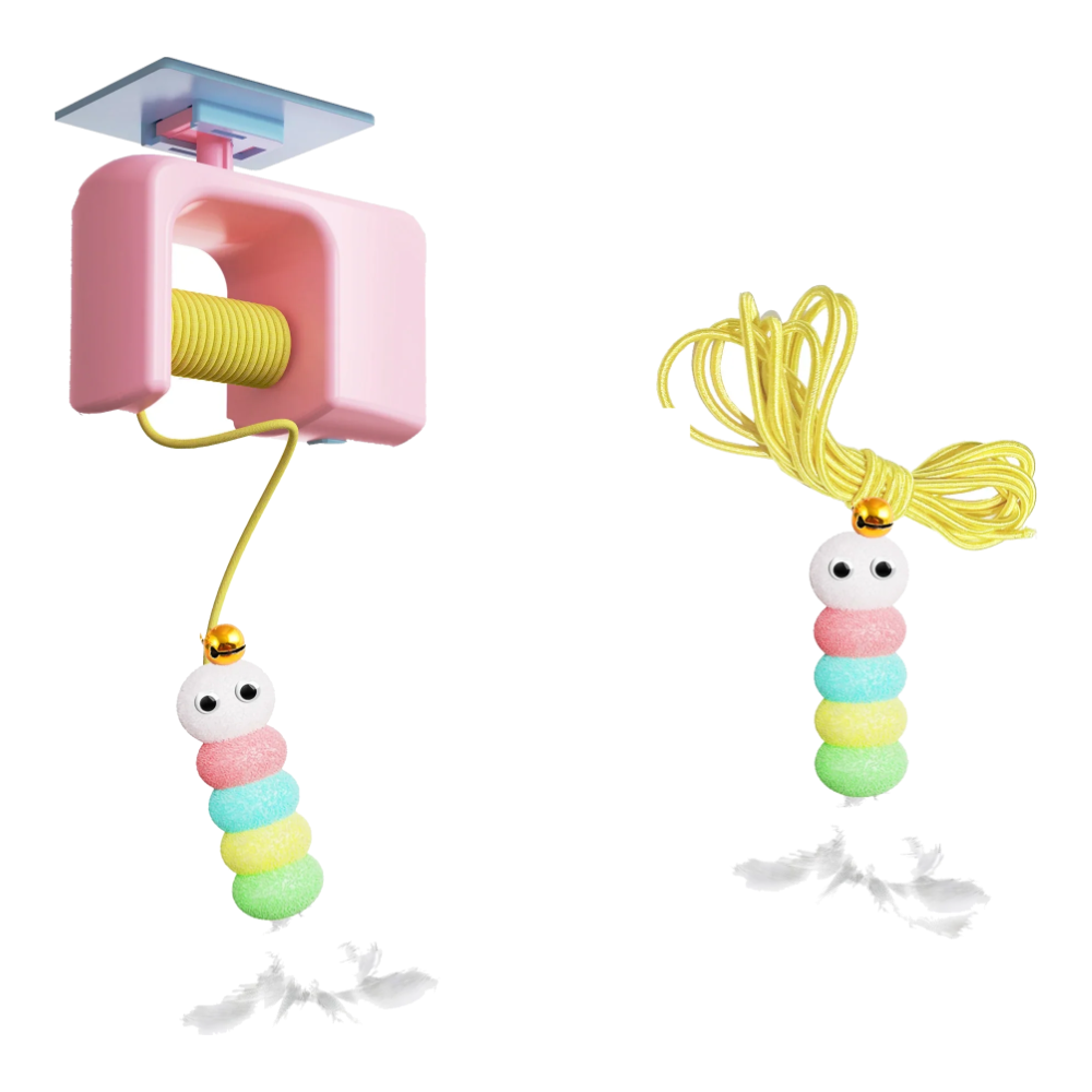 Brinquedo automático para gatos de porta, rosa com cabeça extra