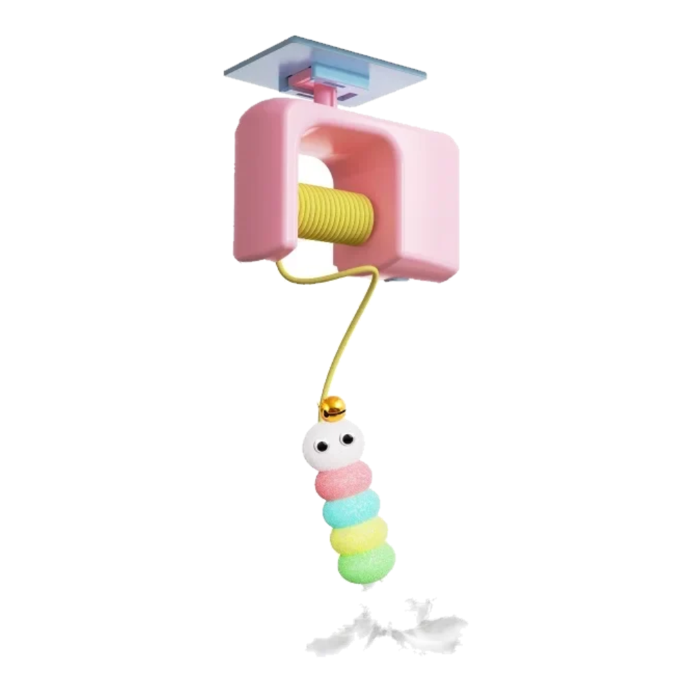 Brinquedo automático para gatos para pendurar na porta, rosa