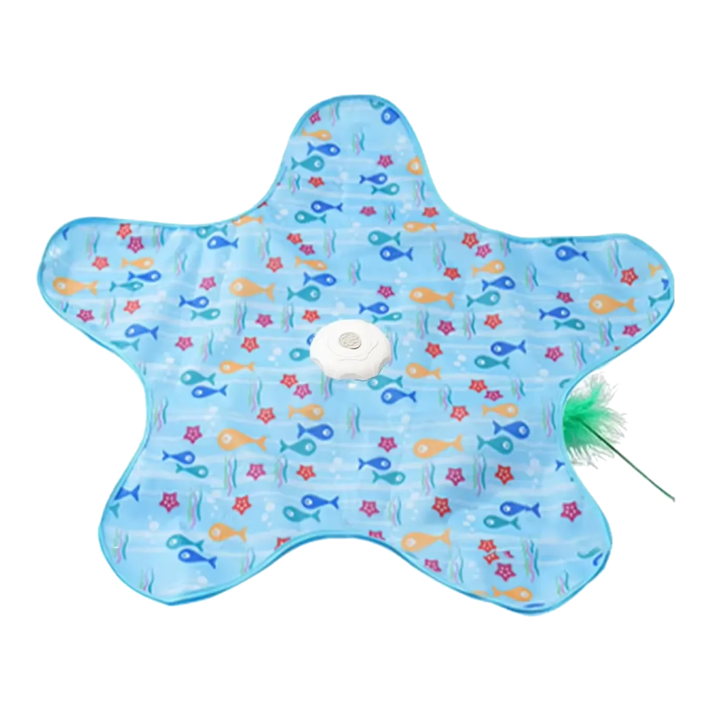 Brinquedo interativo para gatos em forma de estrela com pena, azul