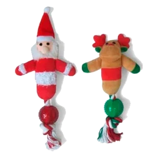 Brinquedo de Natal para cães Pai Natal e rena de peluche