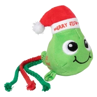 Brinquedo de Natal para gatos FuzzYard Merry Fishmas em forma de peixe natalício