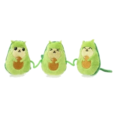 Brinquedo para gatos com catnip FuzzYard Avocatos, conjunto de 3 num cordão