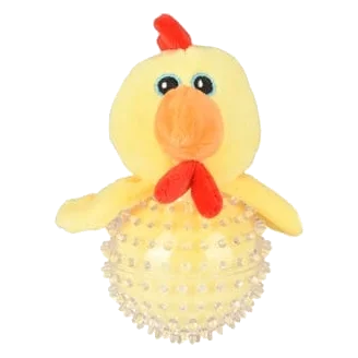 Mordedor para cães frango Flamingo em TPR e peluche, 16 cm