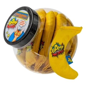 Brinquedos com catnip para gatos BAM! Banana, pack de 20