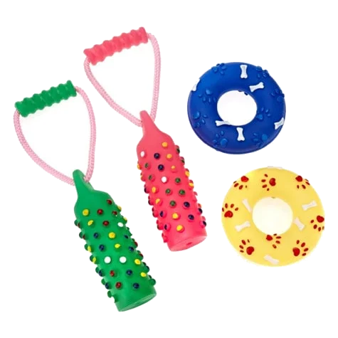 Brinquedos interativos para cães Classic Tug & Ring em vinil, sortidos