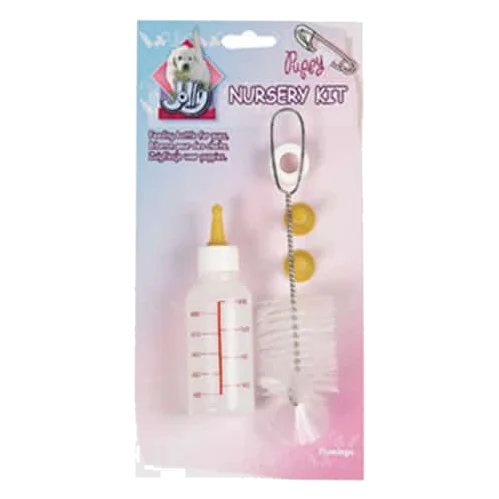 Kit biberão para cachorros com 3 tetinas e escovilhão