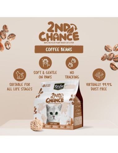Areia aglomerante para gatos Kit Cat 2nd Chance café 7 L