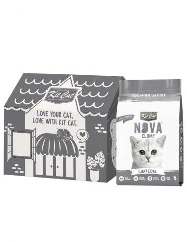 Areia para gatos vegetal aglomerante Kit Cat NovaClump carvão 7 L
