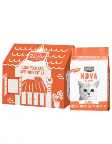 Areia para gatos vegetal aglomerante Kit Cat NovaClump pêssego 7 L