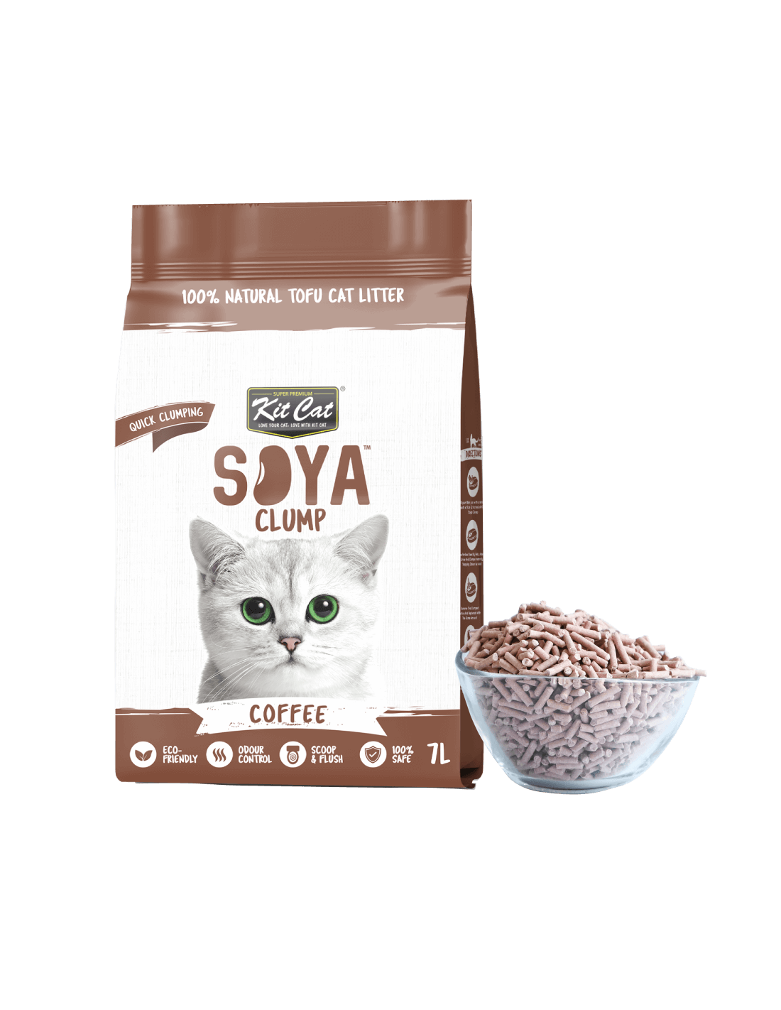 Areia para gatos Kit Cat Eco café, 7 L (2,5 kg)