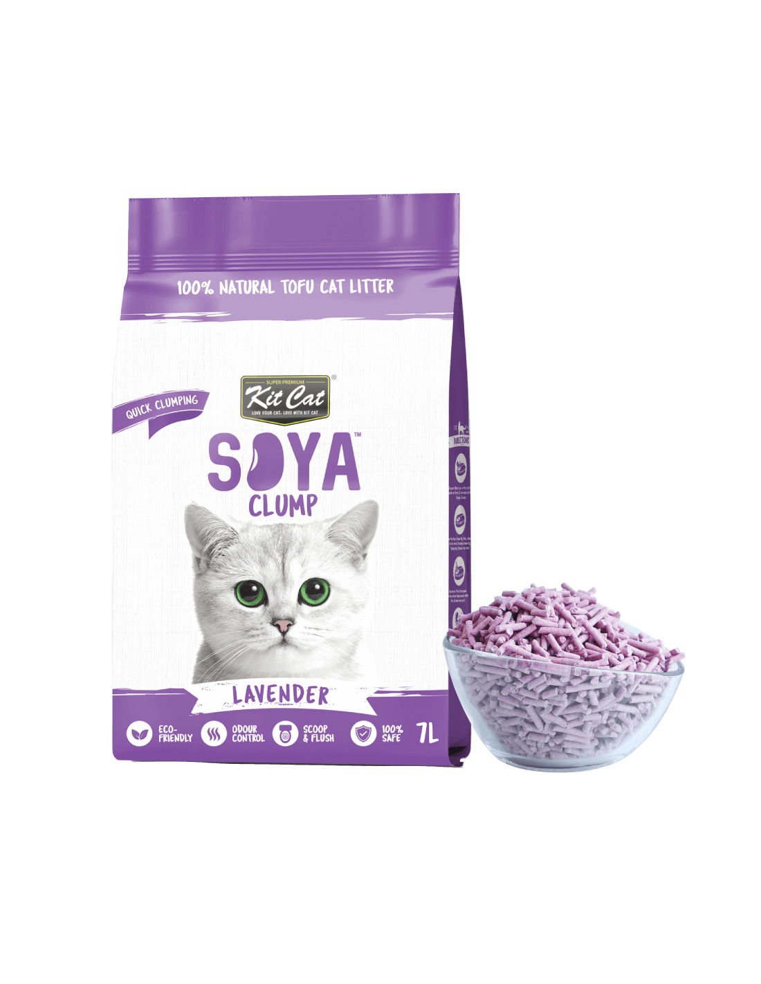 Areia para gatos Kit Cat Eco lavanda, 7 L (2,5 kg)