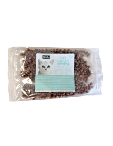 Ração para gatos sem cereais Kit Cat No Grain frango e peru, amostra 50 g