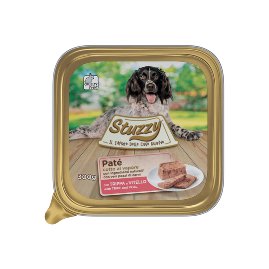 Comida húmida para cães Mister Stuzzy Dog tripas e vitela, embalagem de alumínio